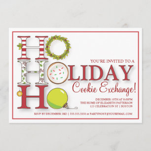 HO HO Holiday Cookie Exchange Party Kaart