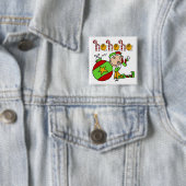 Ho Ho Holiday Elf Vierkante Button 5,1 Cm (In situ)