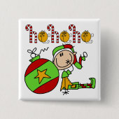 Ho Ho Holiday Elf Vierkante Button 5,1 Cm (Voorkant)