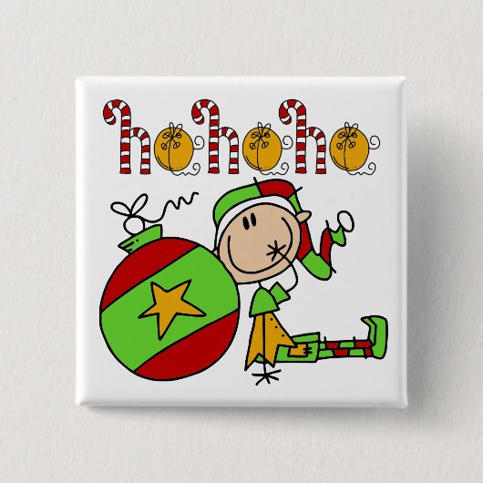 Ho Ho Holiday Elf Vierkante Button 5,1 Cm (Voorkant)