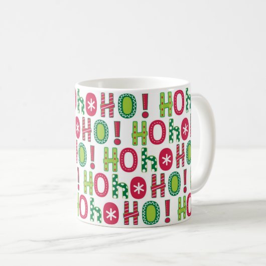 Ho Ho Holiday Festive Red Green Seasonal Modern Koffiemok (Voorkant rechts)