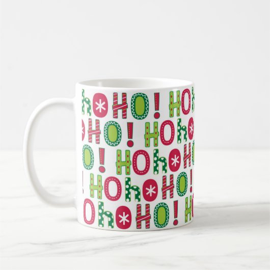 Ho Ho Holiday Festive Red Green Seasonal Modern Koffiemok (Links)