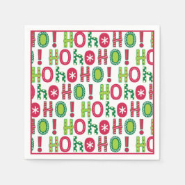 Ho Ho Holiday Festive Red Green Seasonal Modern Servet