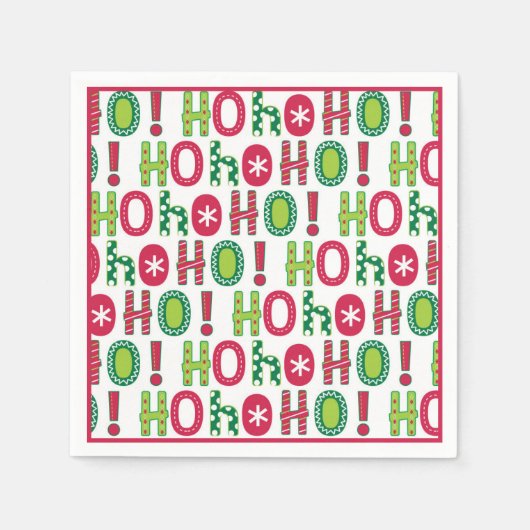 Ho Ho Holiday Festive Red Green Seasonal Modern Servet (Voorkant)