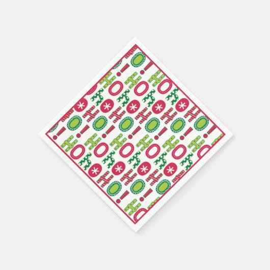 Ho Ho Holiday Festive Red Green Seasonal Modern Servet (Hoek)