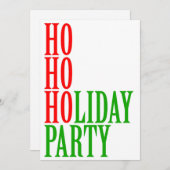Ho Ho Holiday Party Grappig Kerstfeest Feestdagenkaart (Voorkant / Achterkant)
