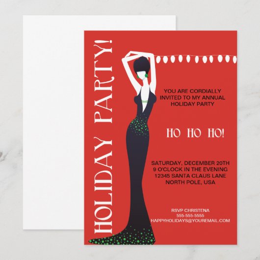 Ho Ho Holiday Party Uitnodiging (Voorkant / Achterkant)