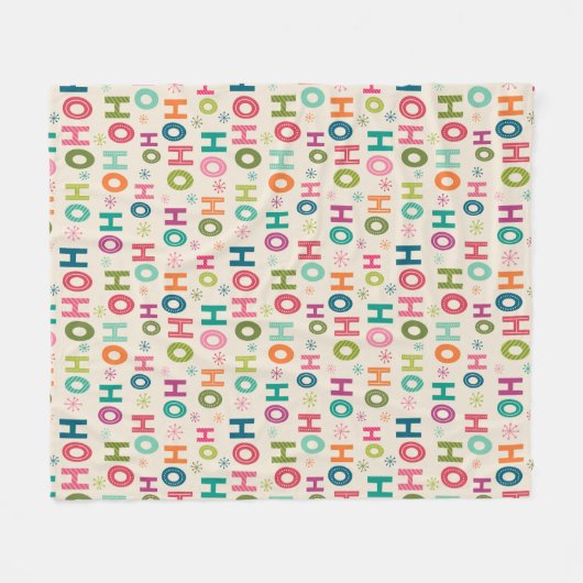 Ho Ho Holiday Pattern Fleece Deken (Voorkant (Horizontaal))