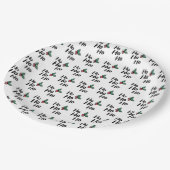 Ho Ho Holly Berry Naadloze Patroon Kerstmis Papieren Bordje (Gekanteld)