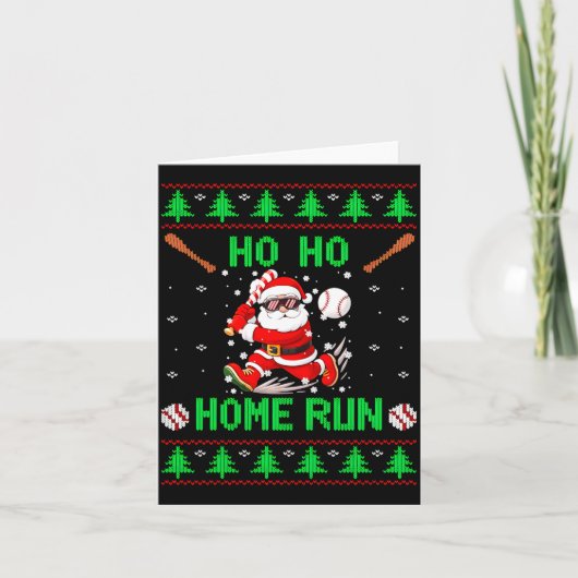 Ho Ho Home Run Baseball Christmas Santa Ugly Xmas  Kaart (Voorkant)