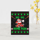 Ho Ho Home Run Baseball Christmas Santa Ugly Xmas  Kaart (Gele Bloem)