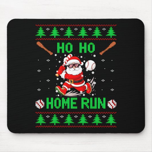 Ho Ho Home Run Baseball Christmas Santa Ugly Xmas  Muismat (Voorkant)