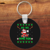 Ho Ho Home Run Baseball Christmas Santa Ugly Xmas  Sleutelhanger (Voorkant)