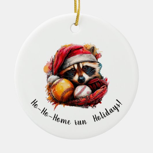 Ho-Ho-Home Run honkbal kerst ornament — Persoonlij (Voorkant)