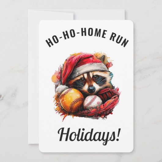 Ho-Ho-Home Run Honkbal Kerstkaart — Personaliseren (Voorkant)