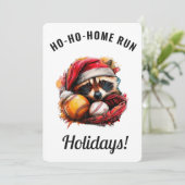 Ho-Ho-Home Run Honkbal Kerstkaart — Personaliseren (Staand voorkant)