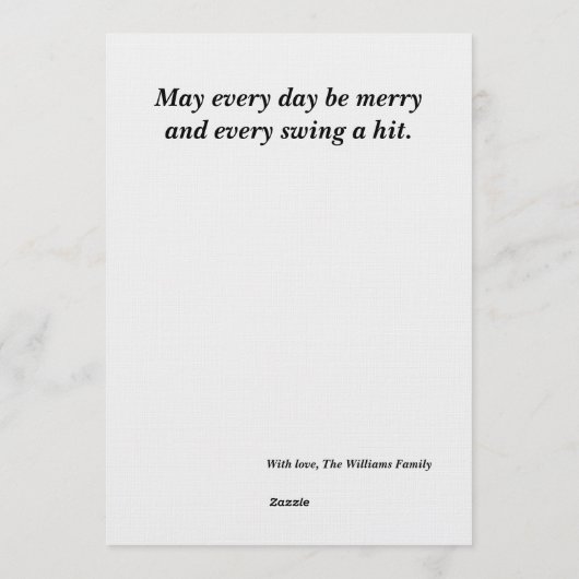 Ho-Ho-Home Run Raccoon Holiday Card (White Back) Kaart (Achterkant)
