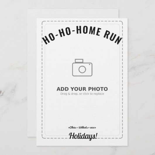 Ho-Ho-Home Run Raccoon Holiday Card (White Back) Kaart (Voorkant / Achterkant)