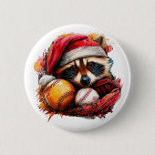Ho-Ho-Home Run Raccoon Pin Button (Voorkant)