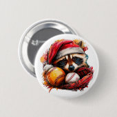 Ho-Ho-Home Run Raccoon Pin Button (Voorkant /achterkant)