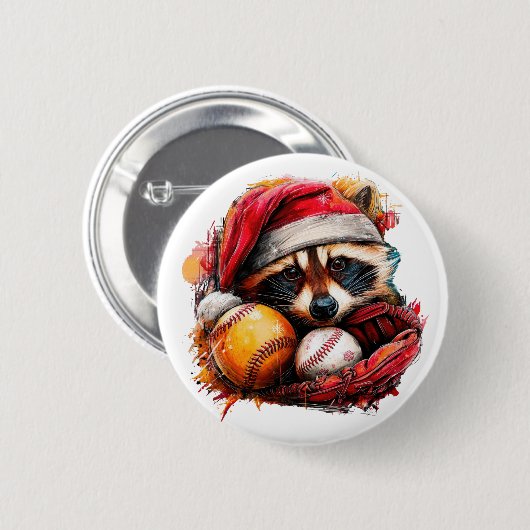 Ho-Ho-Home Run Raccoon Pin Button (Voorkant /achterkant)