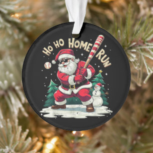 Ho Ho Home Run Vintage Kerstman Speelt Honkbal Ornament