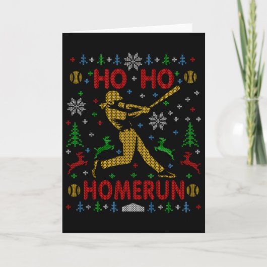 Ho Ho Homerun Fastpitch Softbyll Lelijk Kerst-Pa Kaart (Voorkant)