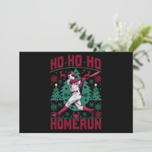Ho Ho Homerun Honkbal Lelijk Kerst T-shirt Feestdagenkaart