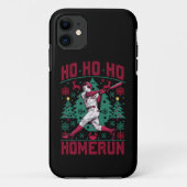 Ho Ho Homerun Honkbal Lelijke Kersttrui Case-Mate iPhone Case (Achterkant)