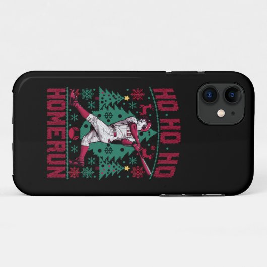 Ho Ho Homerun Honkbal Lelijke Kersttrui Case-Mate iPhone Case (Achterkant (horizontaal))