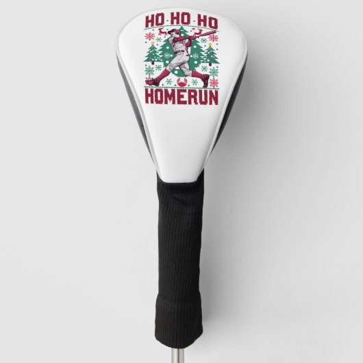Ho Ho Homerun Honkbal Lelijke Kersttrui Golfheadcover (Voorkant)