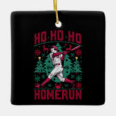 Ho Ho Homerun Honkbal Lelijke Kersttrui Keramisch Ornament (Voorkant)