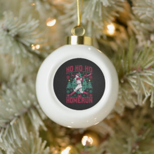 Ho Ho Homerun Honkbal Lelijke Kersttrui Keramische Bal Ornament
