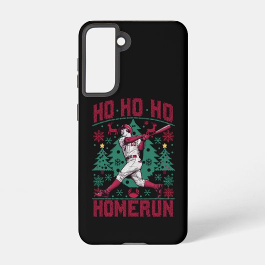 Ho Ho Homerun Honkbal Lelijke Kersttrui Samsung Galaxy Hoesje (Achterkant)