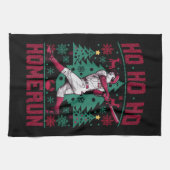 Ho Ho Homerun Honkbal Lelijke Kersttrui Theedoek (Horizontaal)