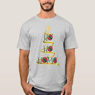 Ho ho homo gay kerstboom w ornamenten grappig t-shirt