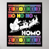 Ho Ho Homo Gay Ugly Xmas Sweater Funny Lgbt Christ Poster (Voorkant)