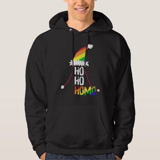Ho Ho Homo Girls Santa Hat Kerstmis LGBT Pride Fl Hoodie (Voorkant)