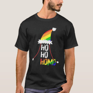 Ho Ho Homo Girls Santa Hat Kerstmis LGBT Pride Fl T-shirt