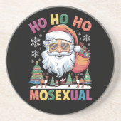 Ho Ho Homoseksuele kerstkerstkerstfeestdag Gay Pri Zandsteen Onderzetter (Voorkant)
