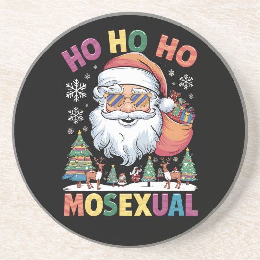 Ho Ho Homoseksuele kerstkerstkerstfeestdag Gay Pri Zandsteen Onderzetter (Voorkant)