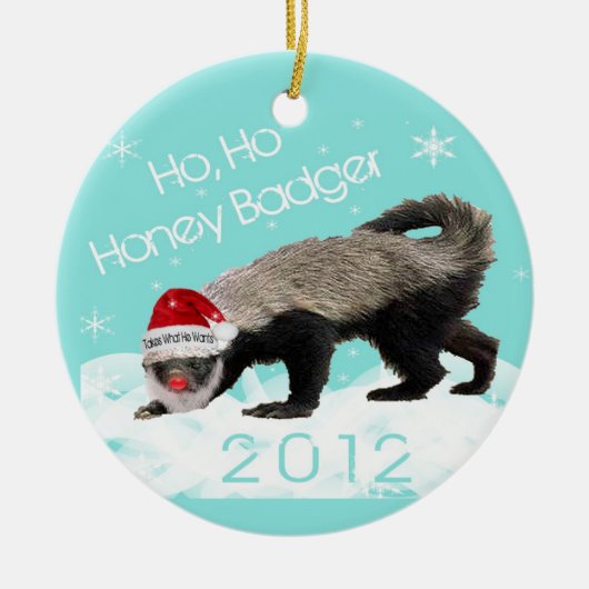 Ho, Ho Honey Badger Kerstmis 2012 Ornament (Voorkant)