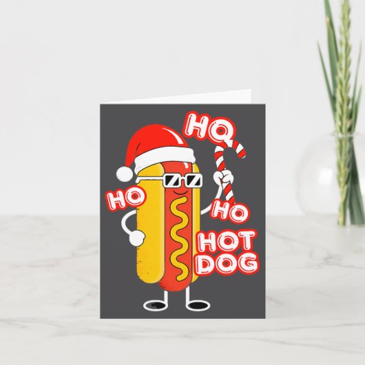Ho Ho Hot Dog Funny Christmas– Festive Hot Dog In Kaart (Voorkant)