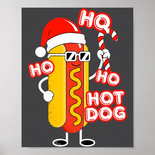 Ho Ho Hot Dog Funny Christmas– Festive Hot Dog In  Poster (Voorkant)
