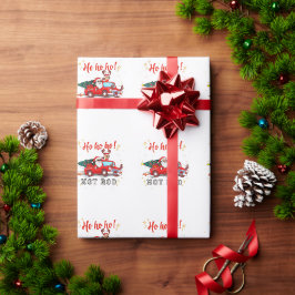 Ho ho Hot Rod Kerstmis Santa Rendieren Vrachtwagen Cadeaupapier