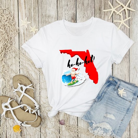 Ho-ho-hot! Vrolijk Florida Kerstmis Surfen Santa T-shirt