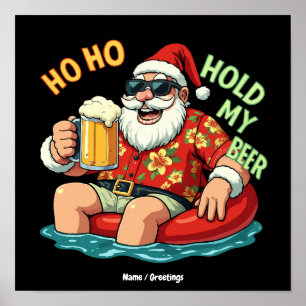 Ho Ho Hou Mijn Bier Vast Grappige Drinkende Kerstm Poster