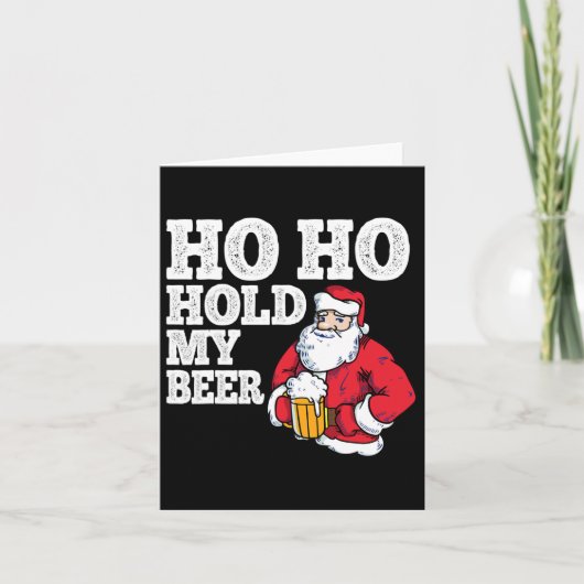 Ho Ho Hou Mijn Bier Vast I Grappige Drinkende Kers Kaart (Voorkant)