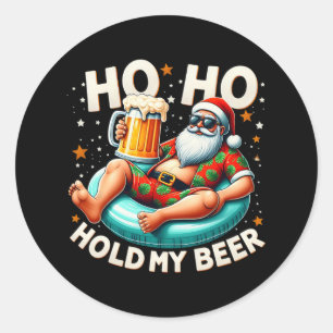 Ho Ho Hou Mijn Bier Vaste Kerstman Zomer Zonnebril Ronde Sticker