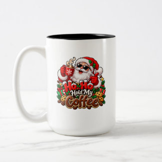 Ho Ho Hou Mijn Koffie Grappige Kerstman Kerst Koff Tweekleurige Koffiemok